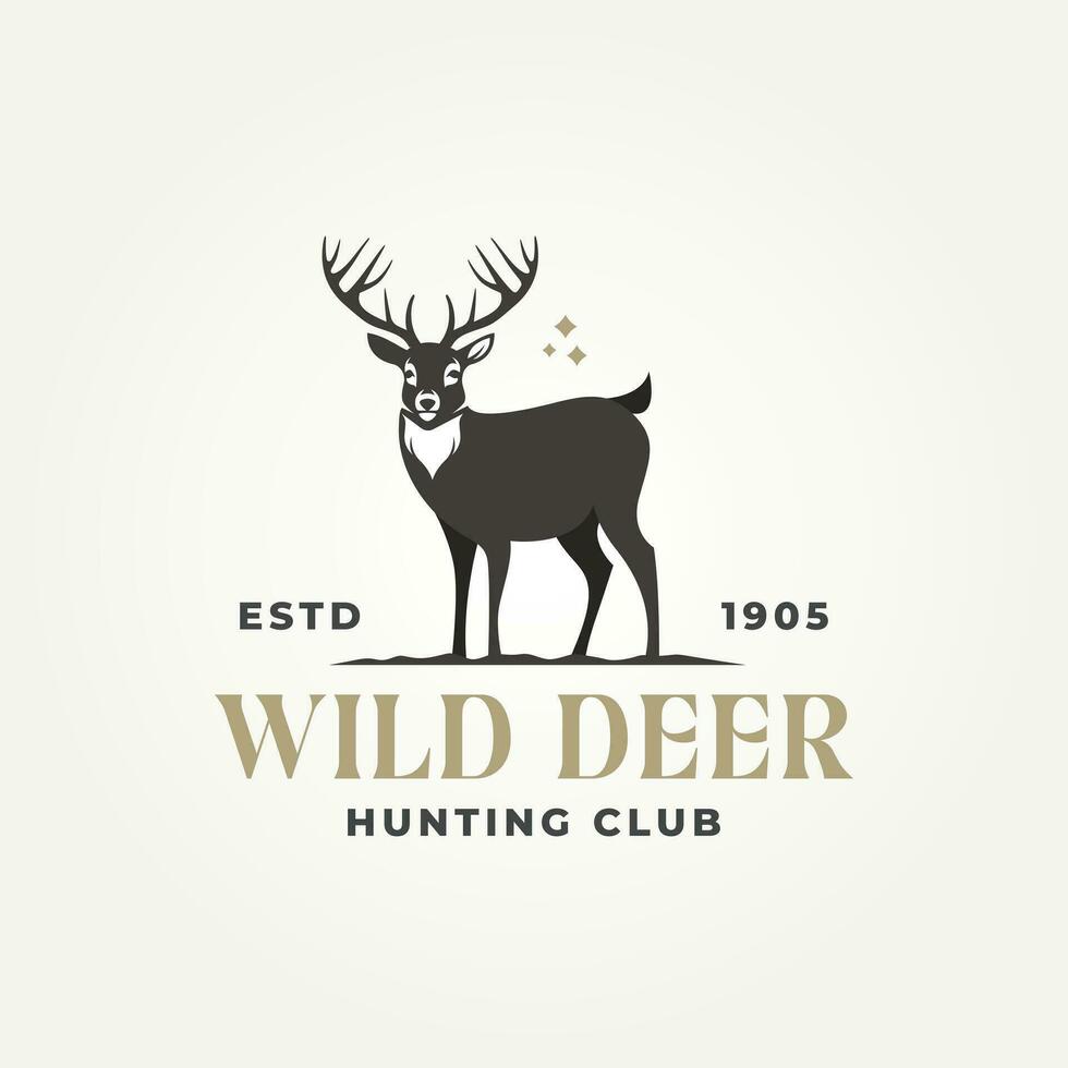 modern wild deer hunting club icon logo template vector illustration design. minimalist hunting, wildlife, outdoors adventure logo concept