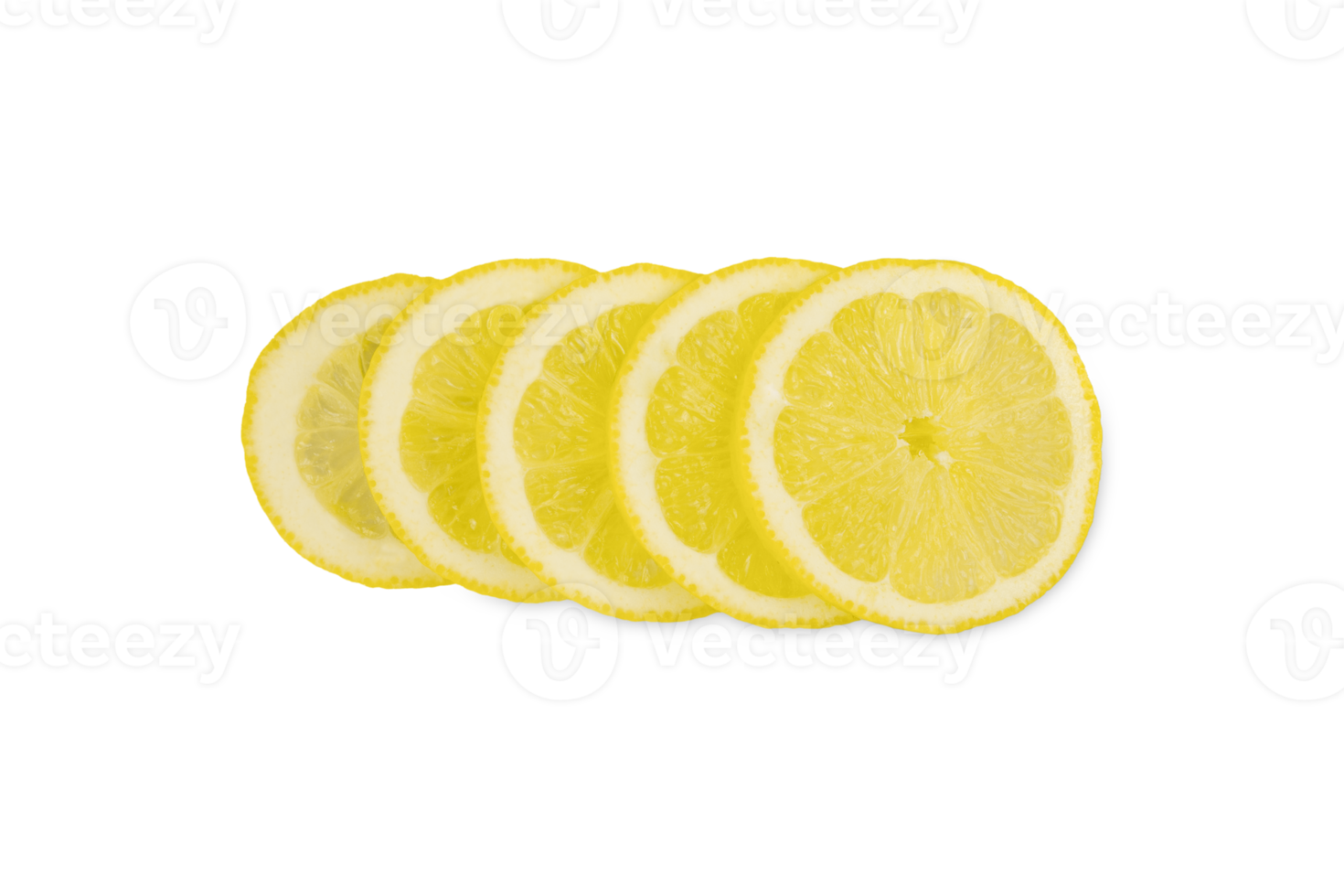 Slices of yellow ripe lemon isolated on transparent background. png