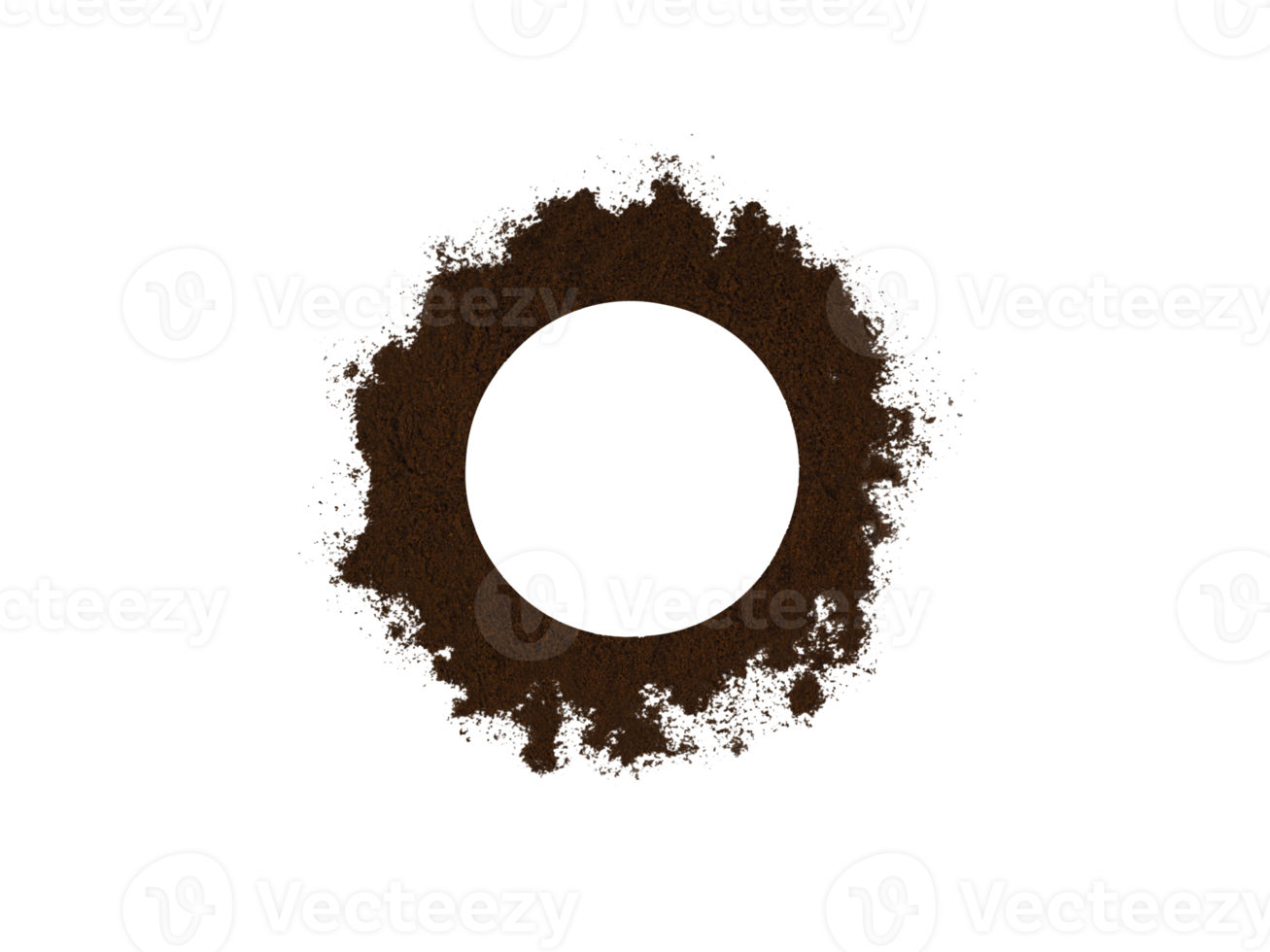 Circle of ground coffee isolated. Place for text. png