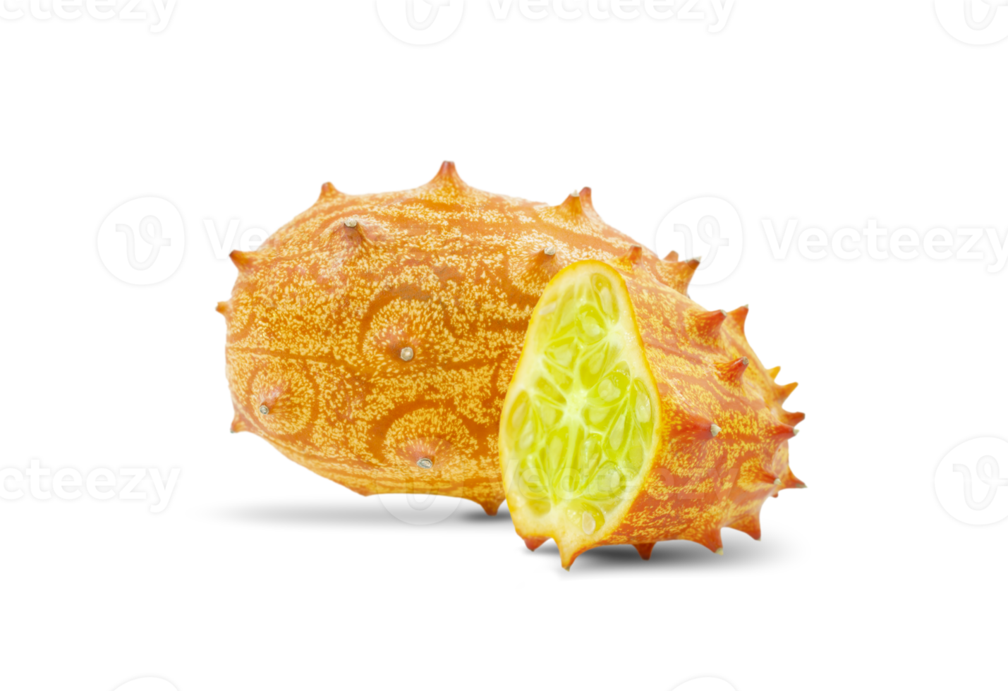 Ripe kiwano or horned melon isolated on transparent background png