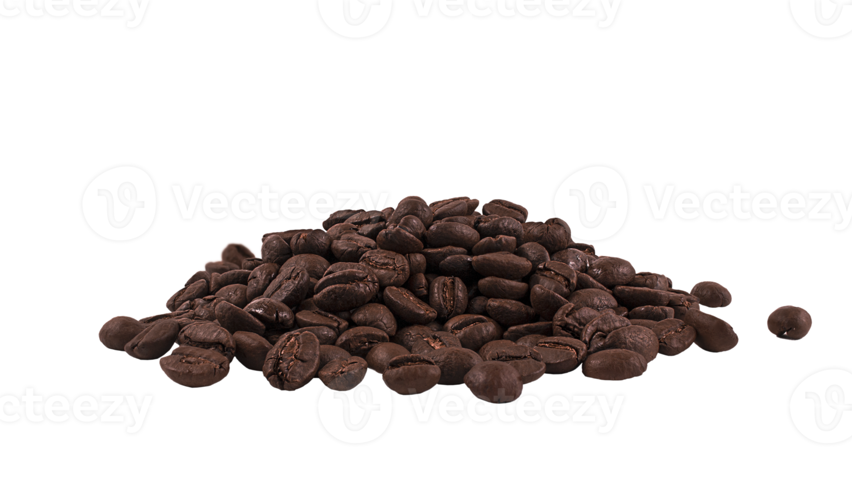 Roasted coffee beans isolated on a transparent background. Clipping path. png