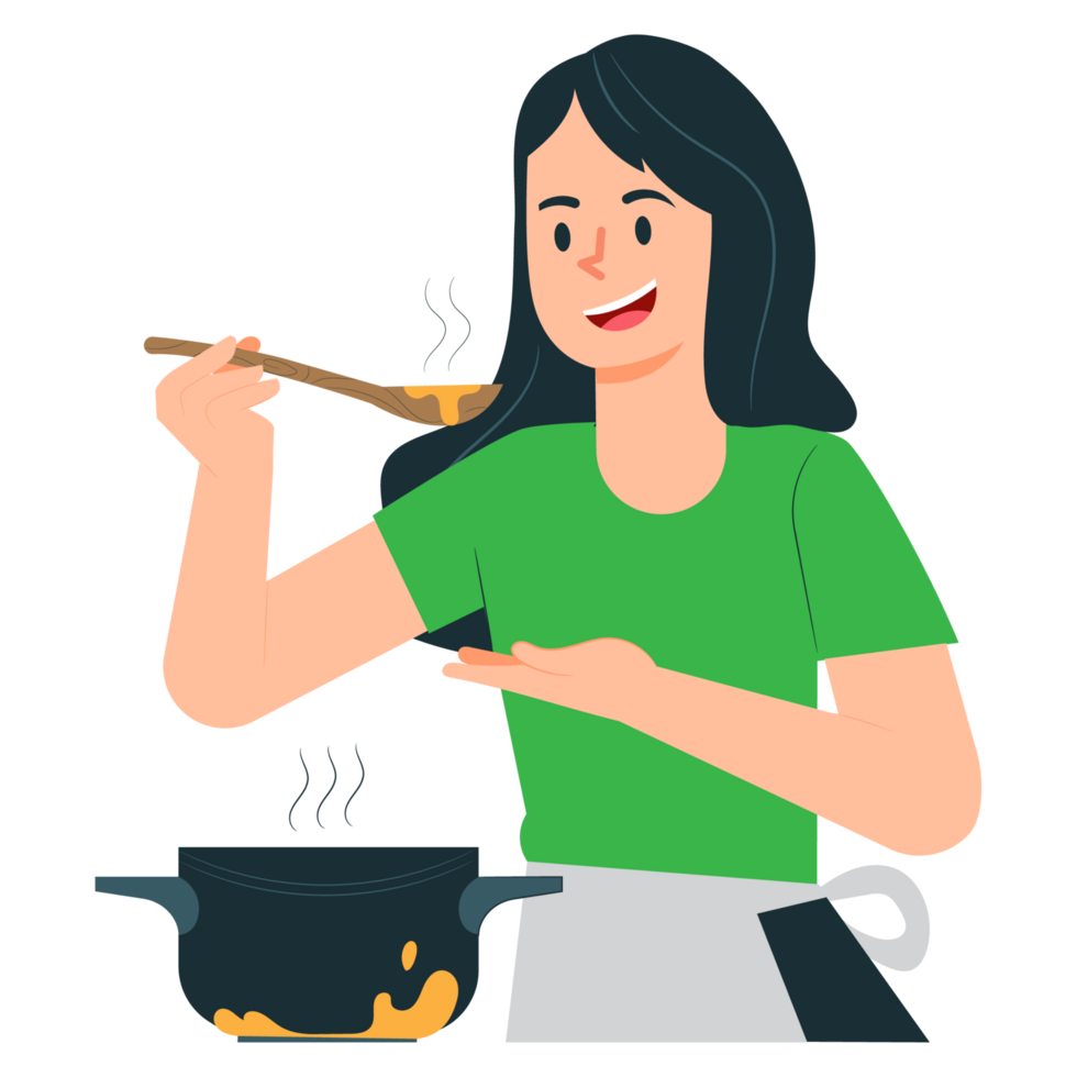 joven mujer Cocinando delicioso alimento. un ama de casa prepara comida