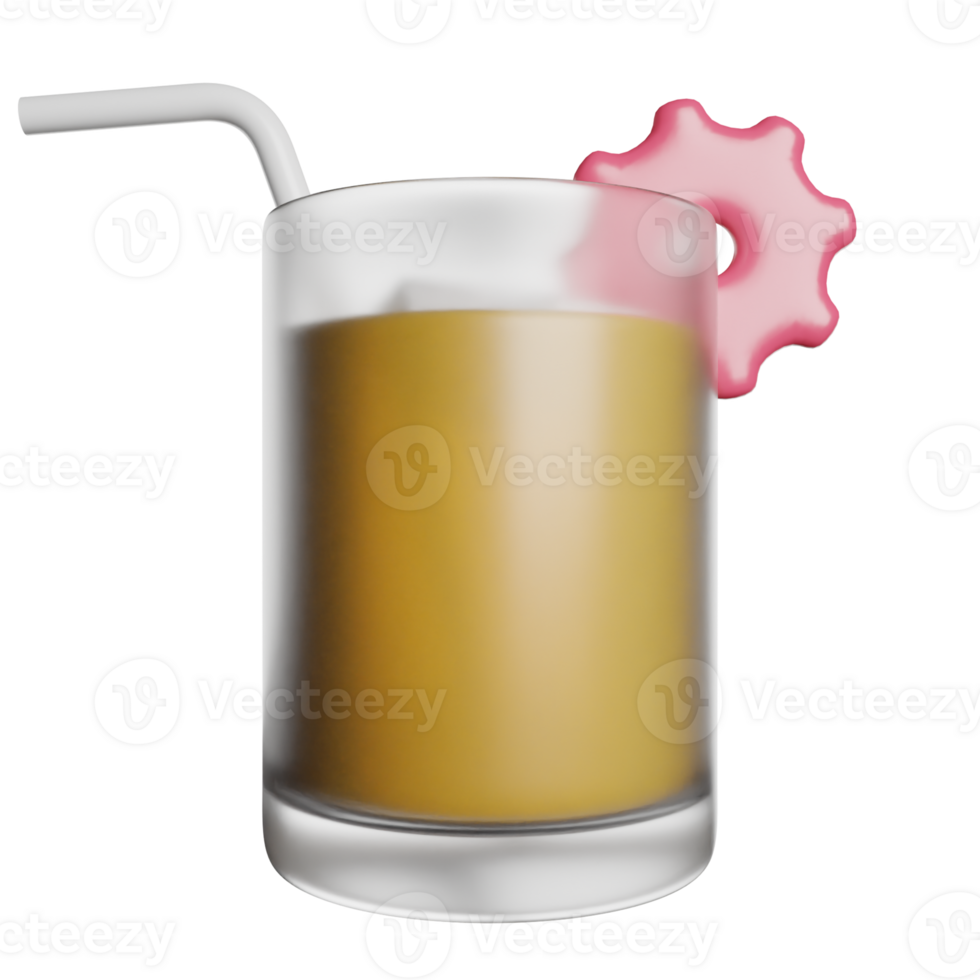 Cocktail Drink Juice 3D Rendering Icon Illustration png
