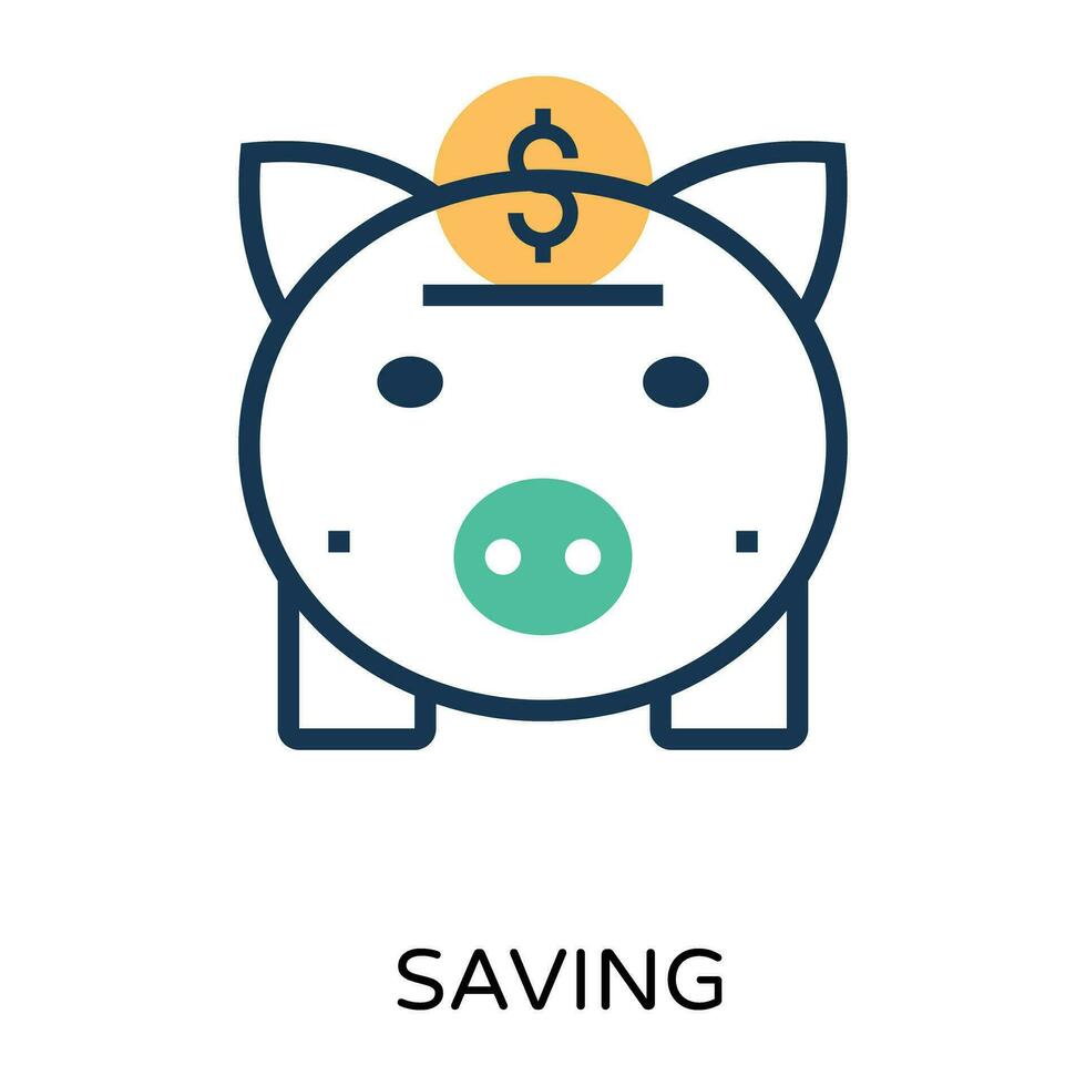 Trendy Piggy Bank vector