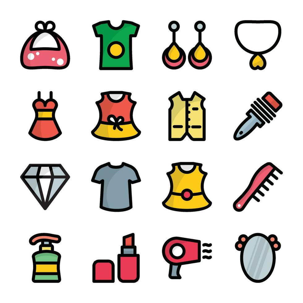 Flat Vectors Icons Set Of Fashion Accessories