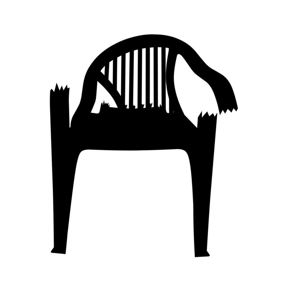 Broken chair vector on white background. Sitting benches that are no longer suitable for use and are dangerous to use.