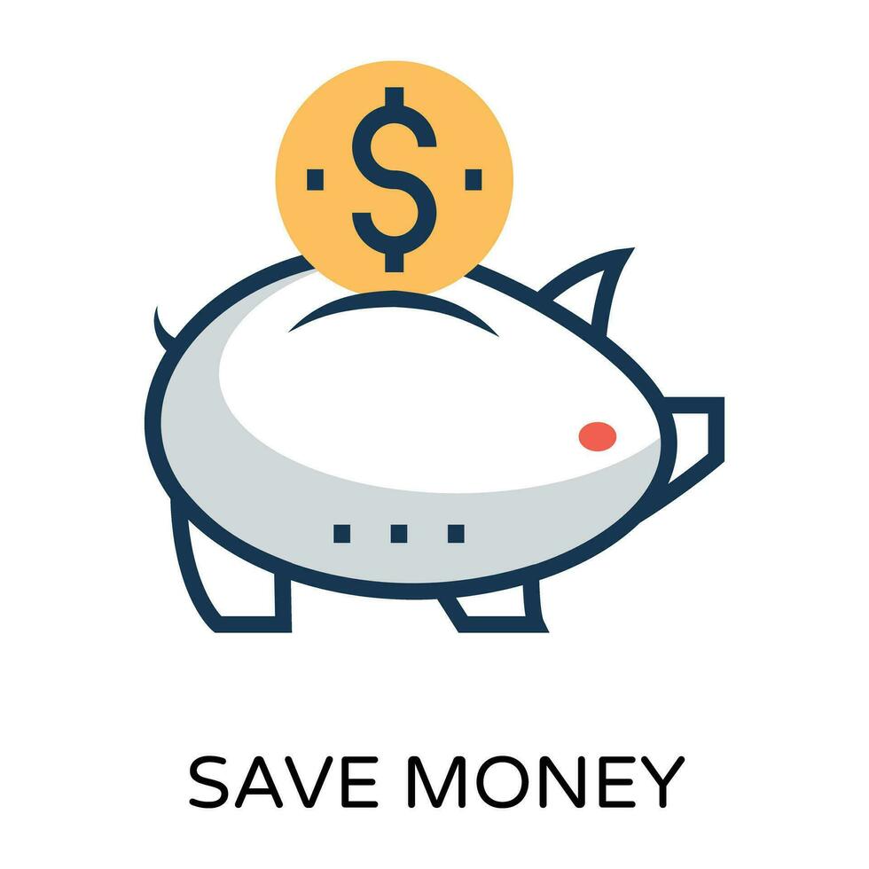 Trendy Piggy Bank vector