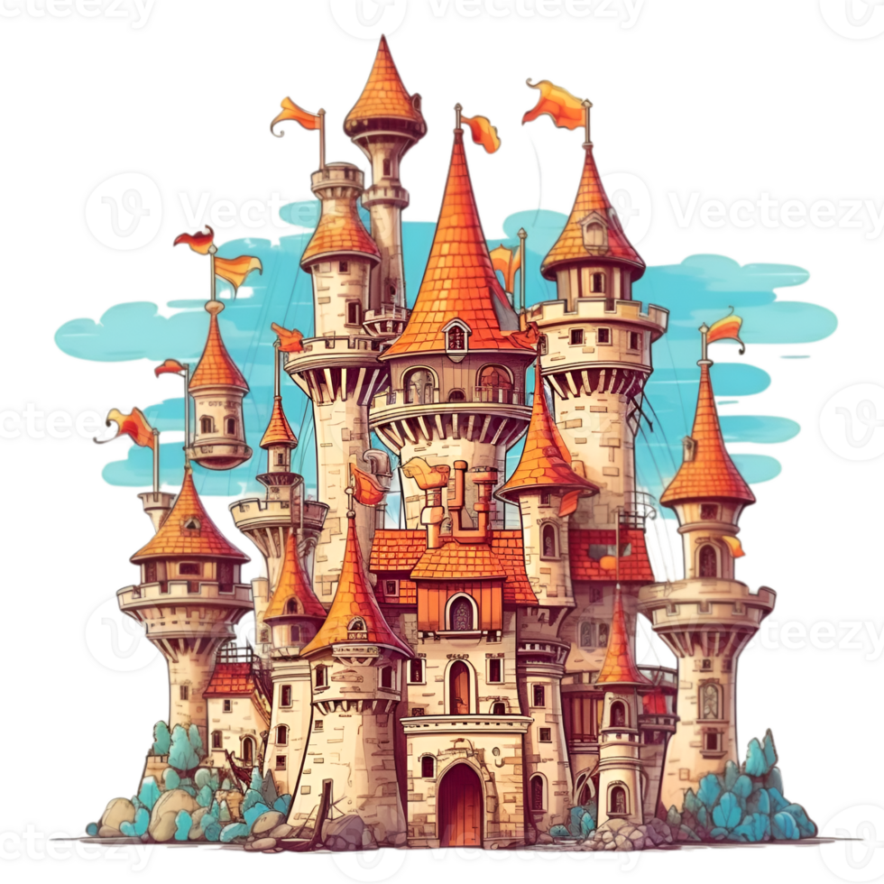 AI generated castle illustration , castle clipart png