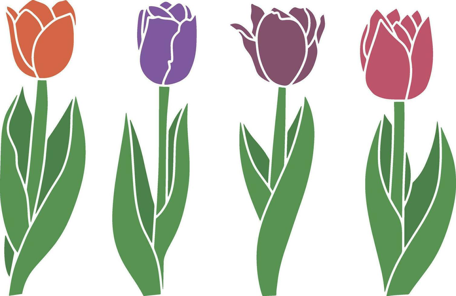 Stencil tulip doodle flower hand drawn art illustration EPS 10 vector