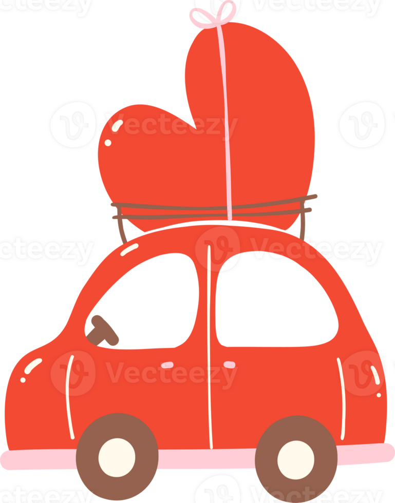 Cute Valentine car with heart png
