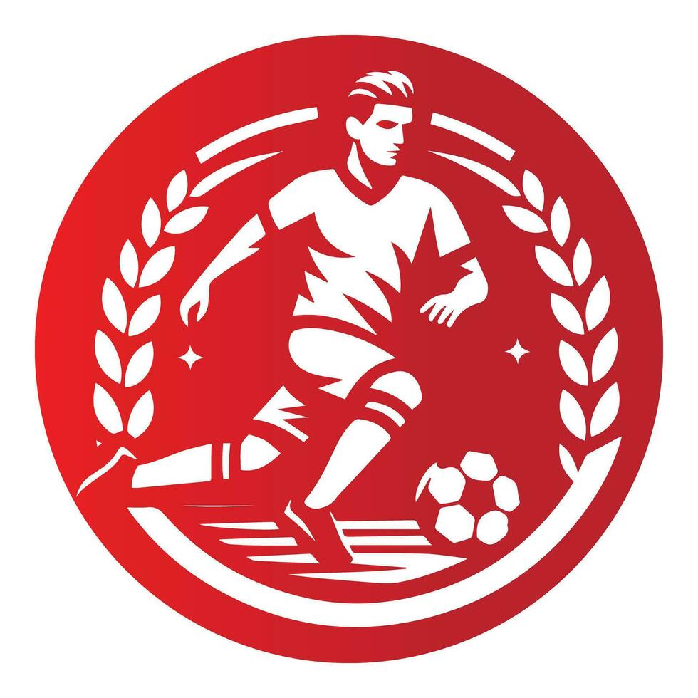 Football Player Inside a Shape of Circle  Vector Illustration