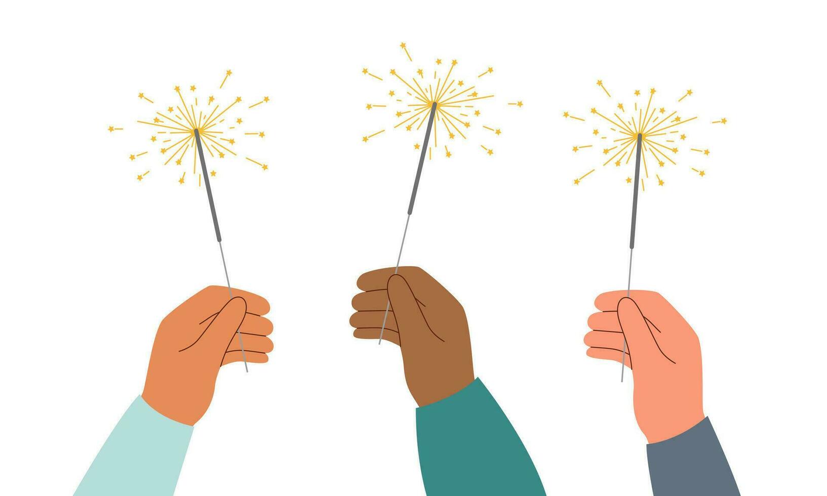 Sparklers in the hands vector