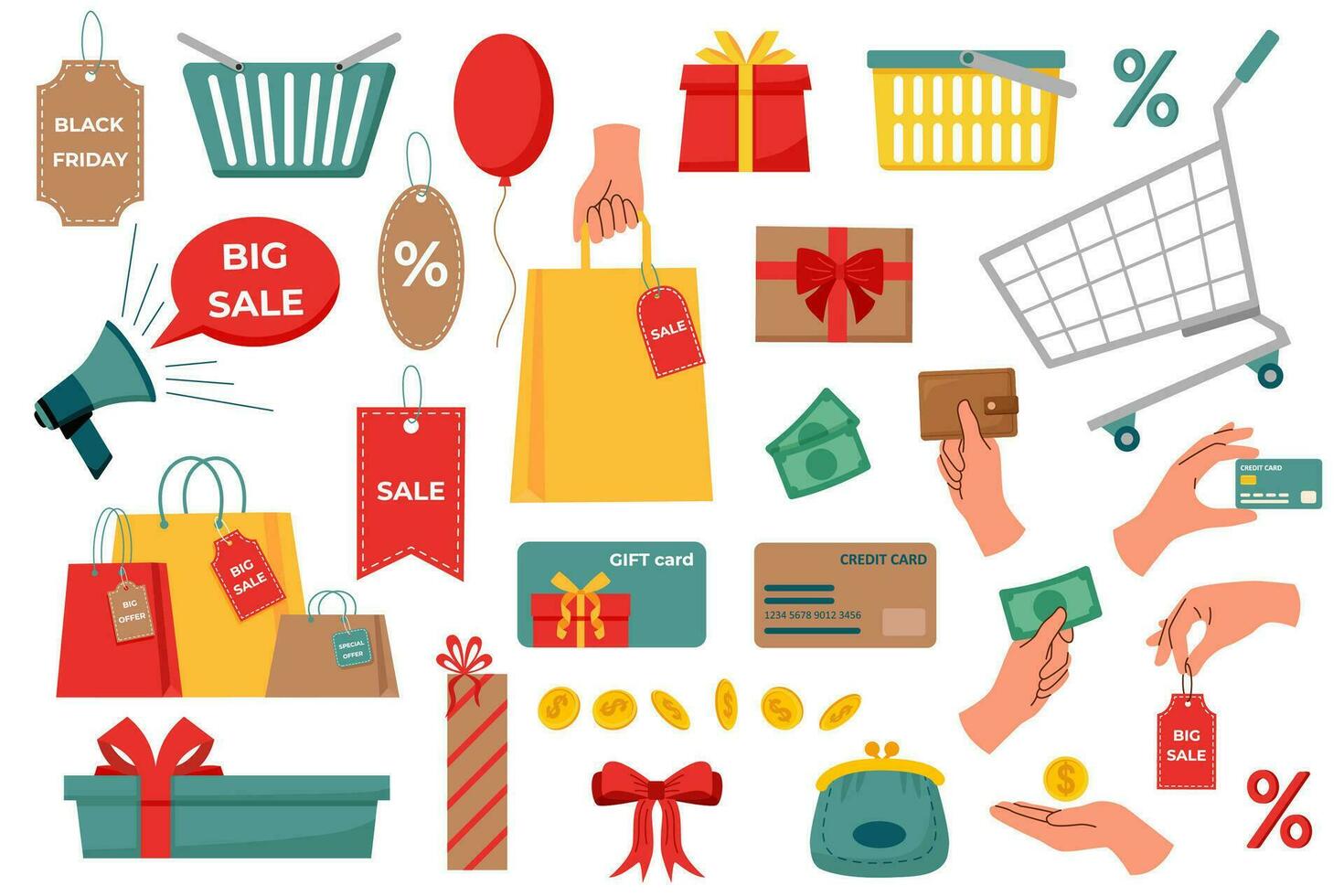 Sale objects set vector