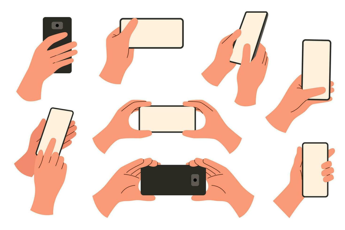 Hands with phone set vector