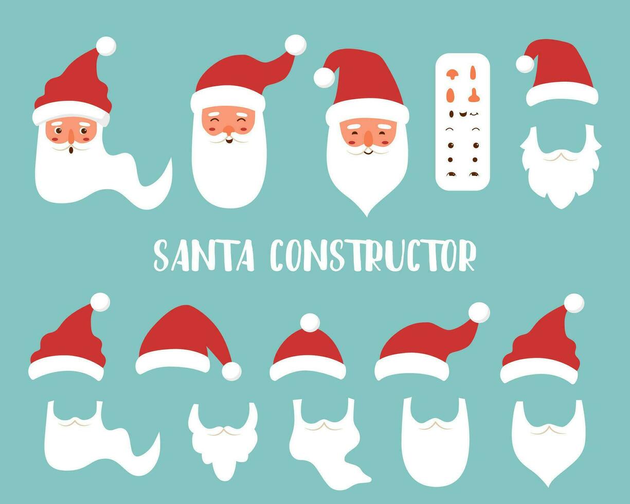 Santas faces constructor vector