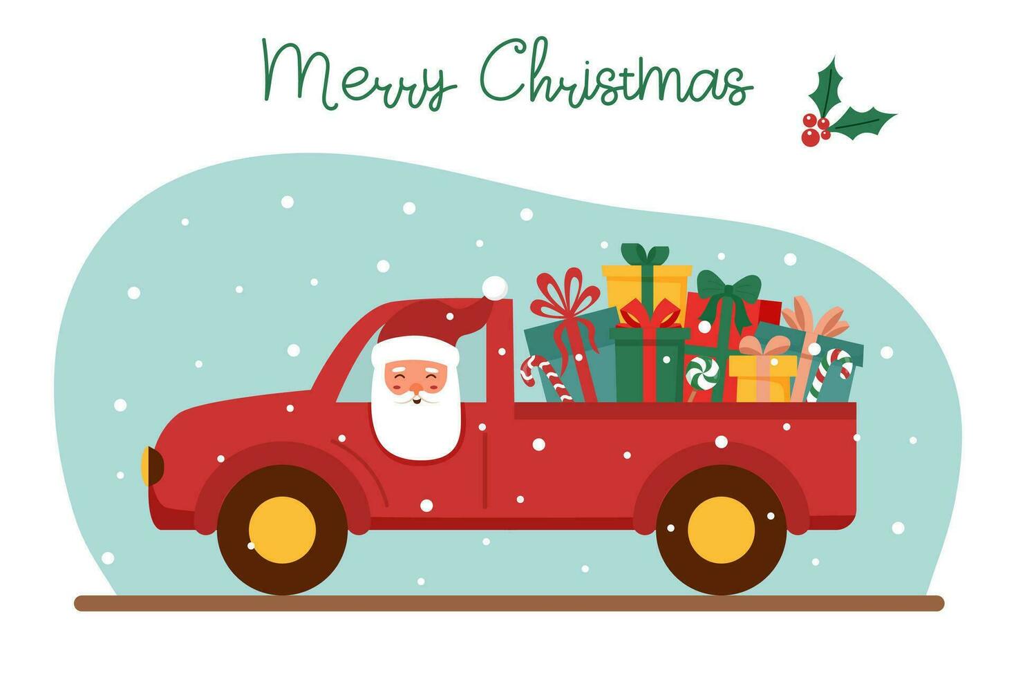 Santa in the car vector