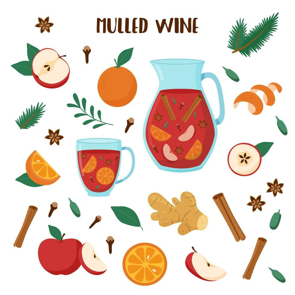 Mulled wine set vector