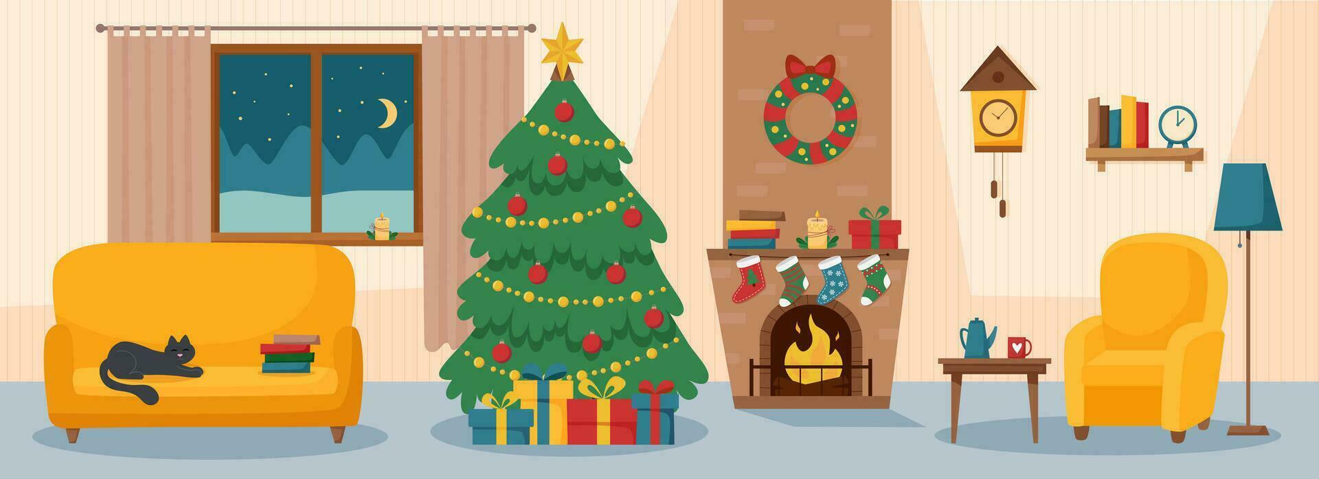 Room interior Christmas vector