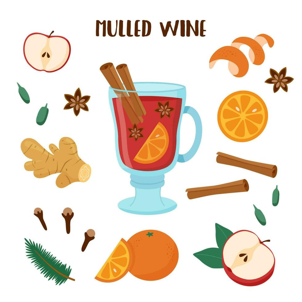 Mulled wine set vector
