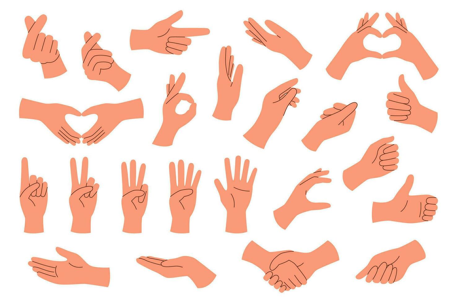 Hands set isolated on white vector