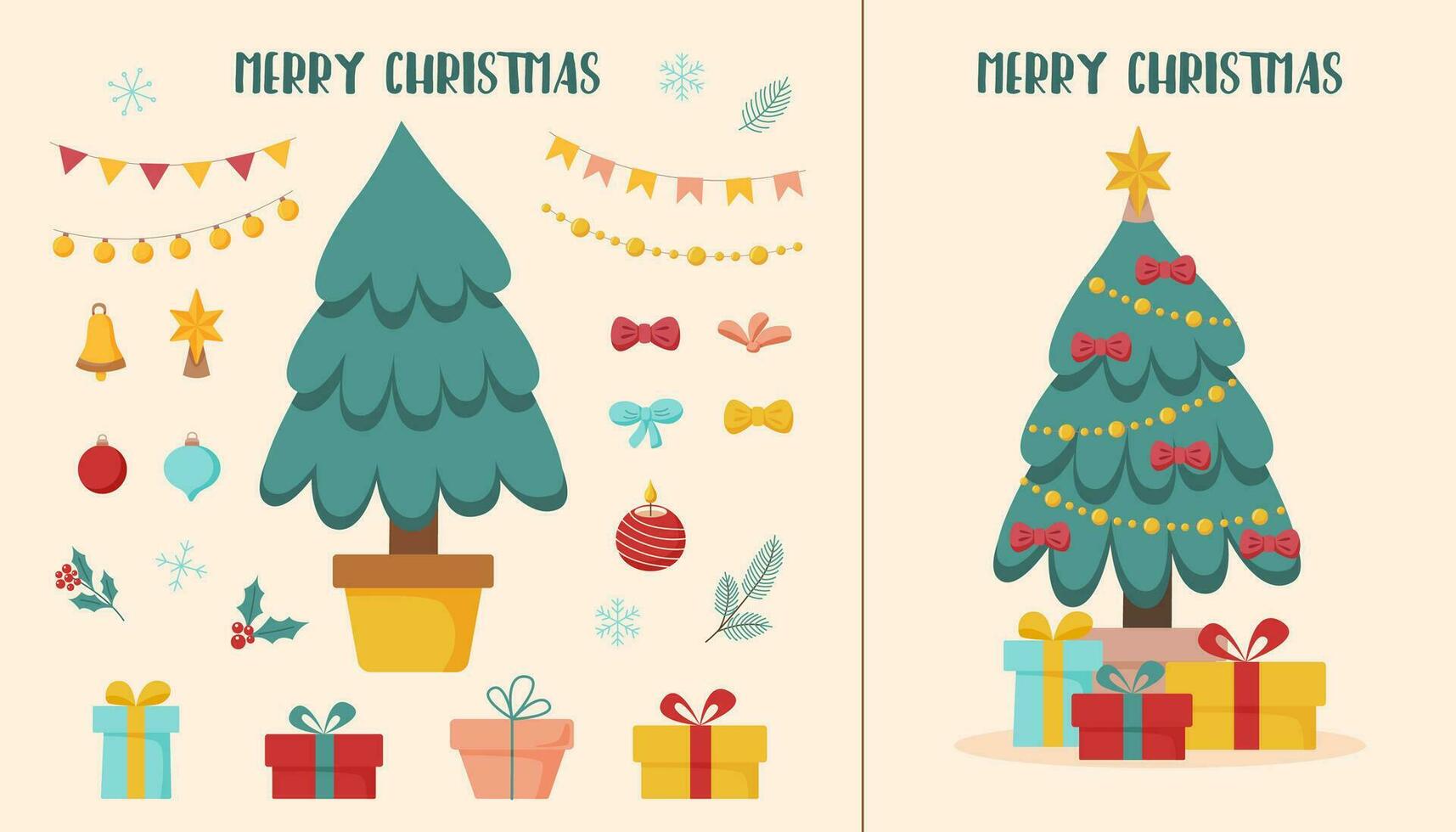 conjunto de arbol de navidad vector