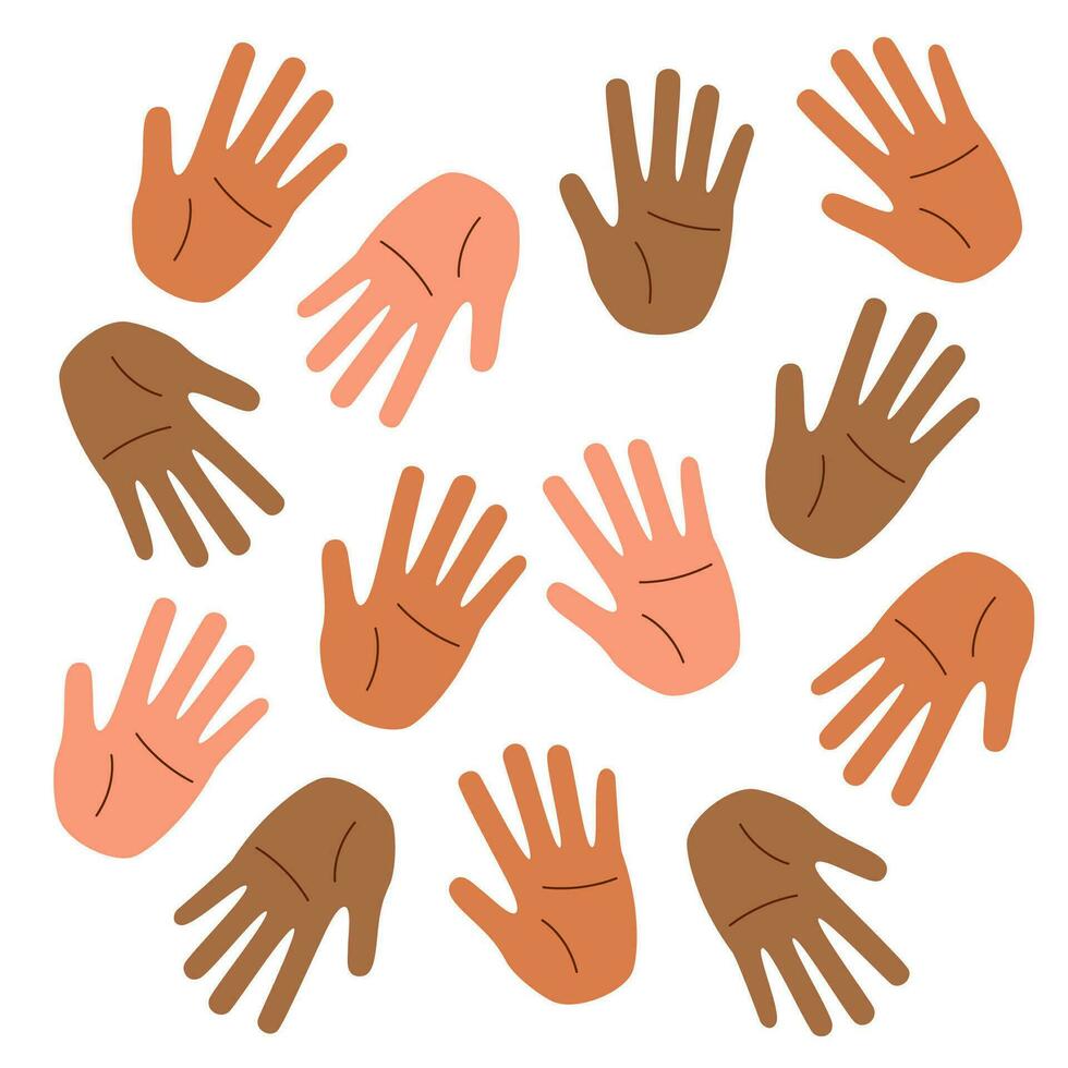 Hands with different skin tone vector