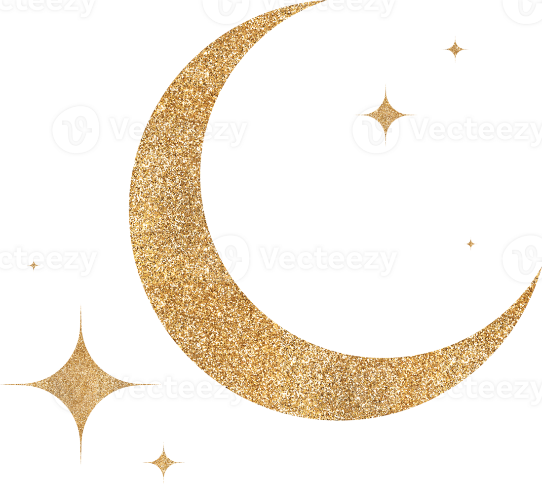 Gold Glitter Crescent Moon png