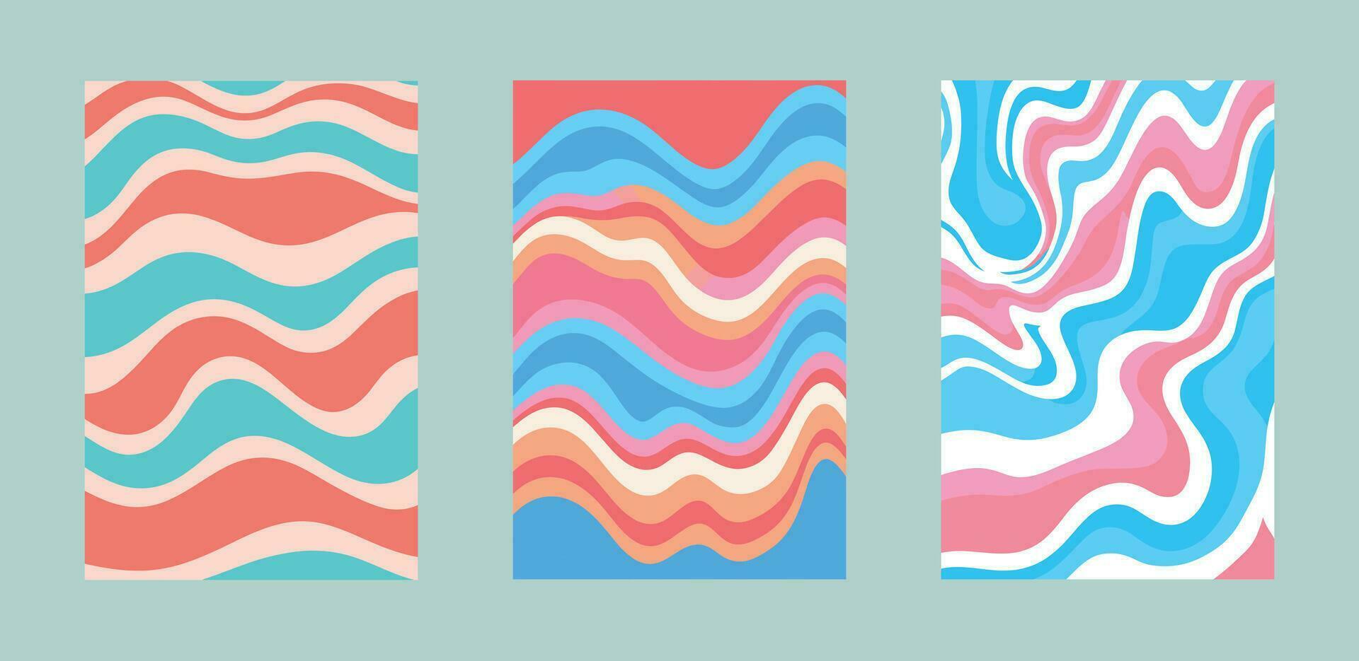 Trippy Waves Line Abstract Pattern Set for Poster, Cover, Banner, Web, Promo, Card Decoration vector