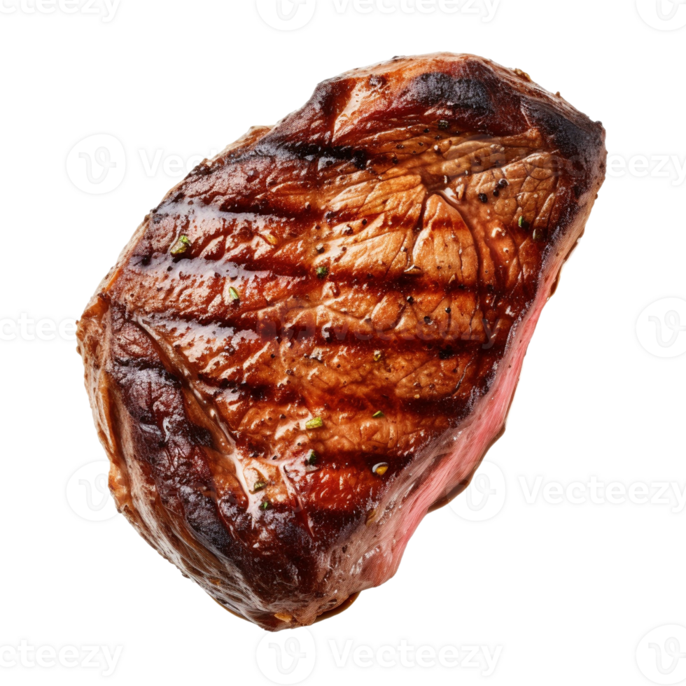 AI generated Freshly grilled piece of meat on transparent background created with generative AI technology png