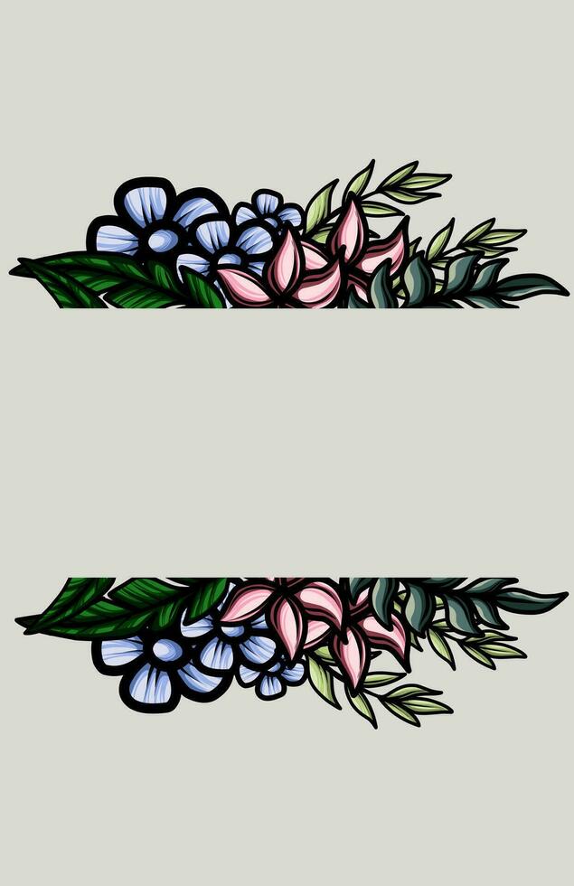 frame the border with an arrangement of leaves and flowers vector