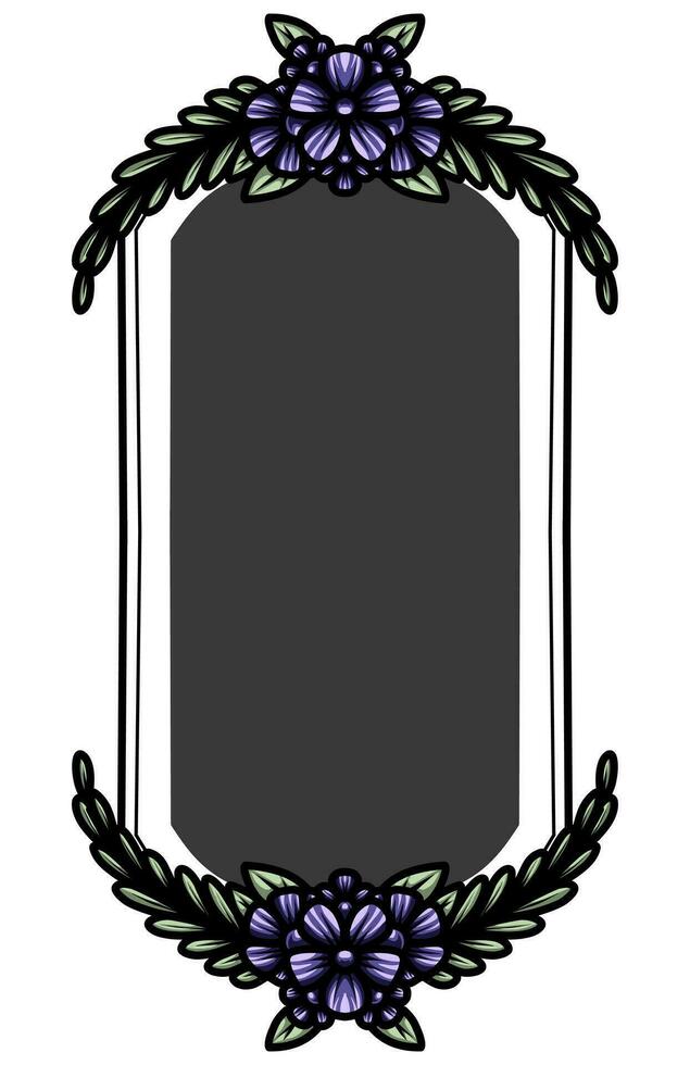 border frame with an arrangement of leaves and flowers vector
