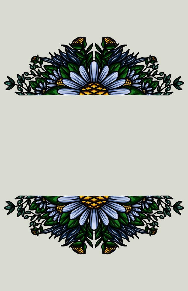 frame the border with an arrangement of leaves and flowers vector