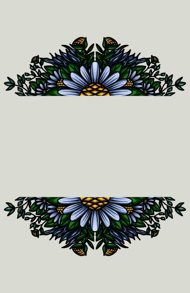 frame the border with an arrangement of leaves and flowers vector