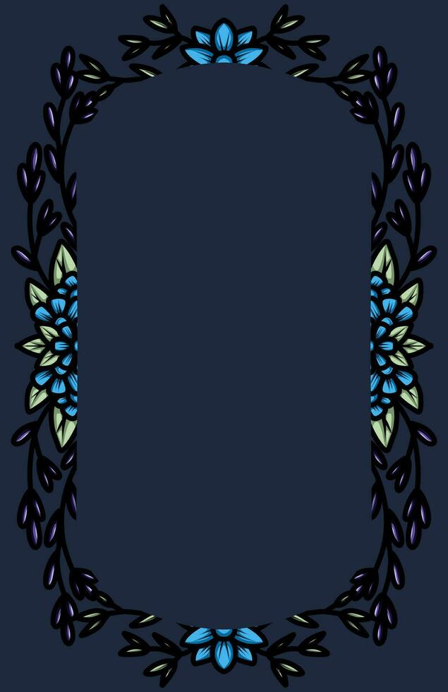 border frame with an arrangement of leaves and flowers vector