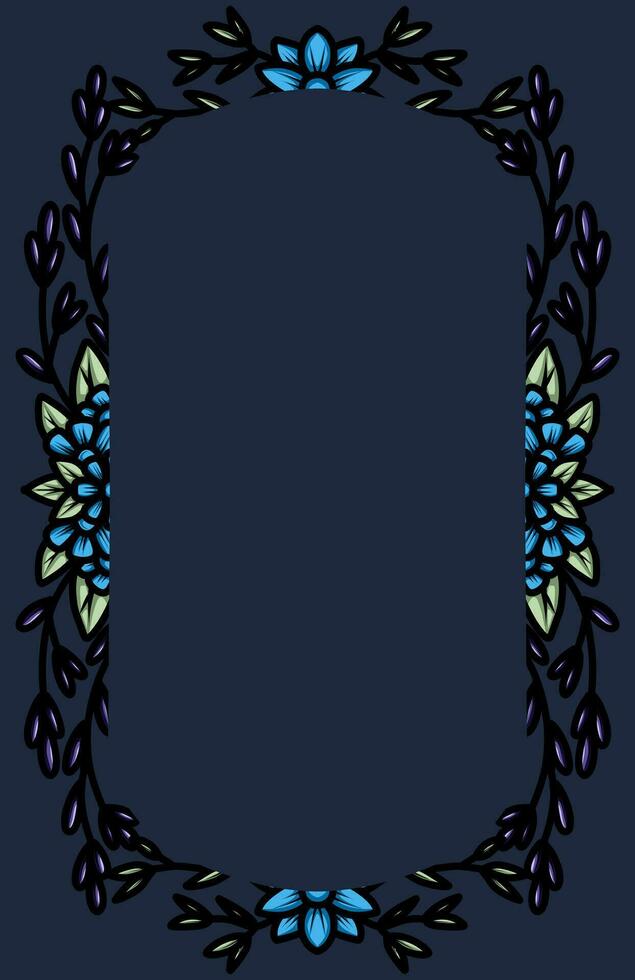 border frame with an arrangement of leaves and flowers vector