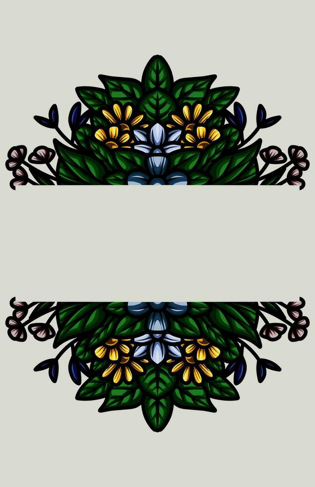 frame the border with an arrangement of leaves and flowers vector