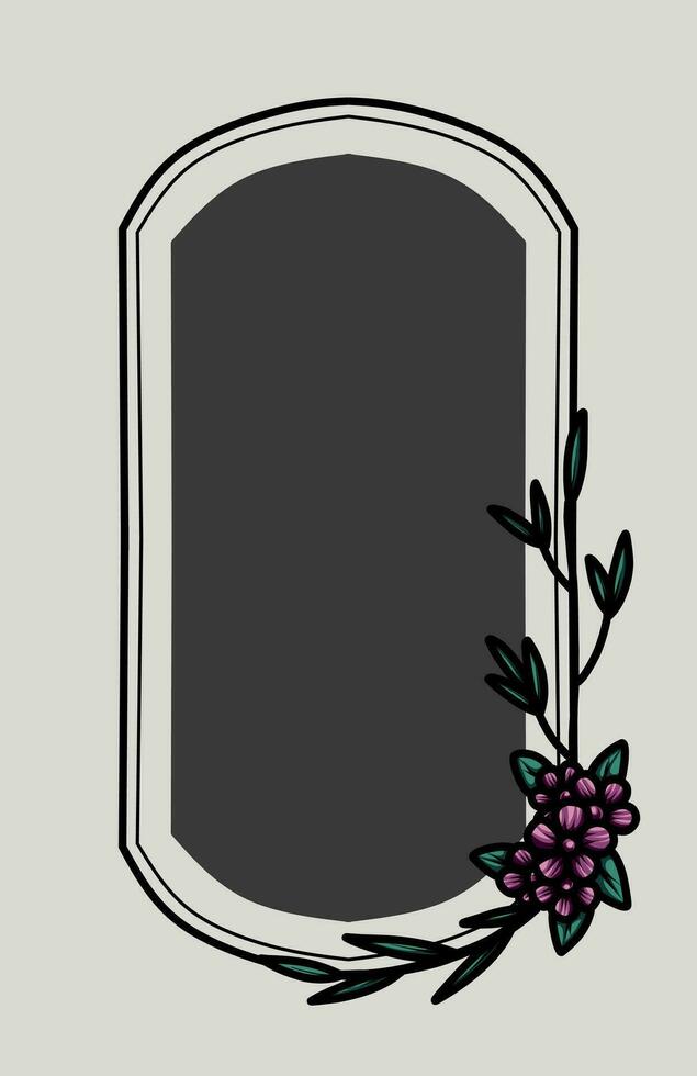 border frame with an arrangement of leaves and flowers vector