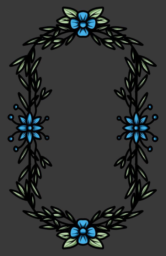 frontera marco con un arreglo de hojas y flores vector