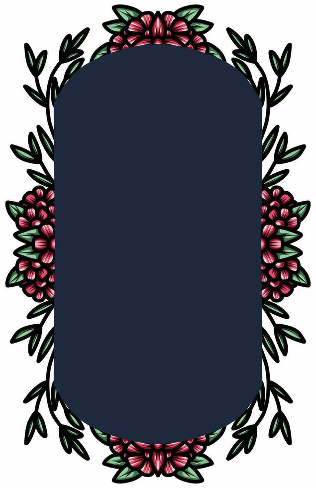 border frame with an arrangement of leaves and flowers vector