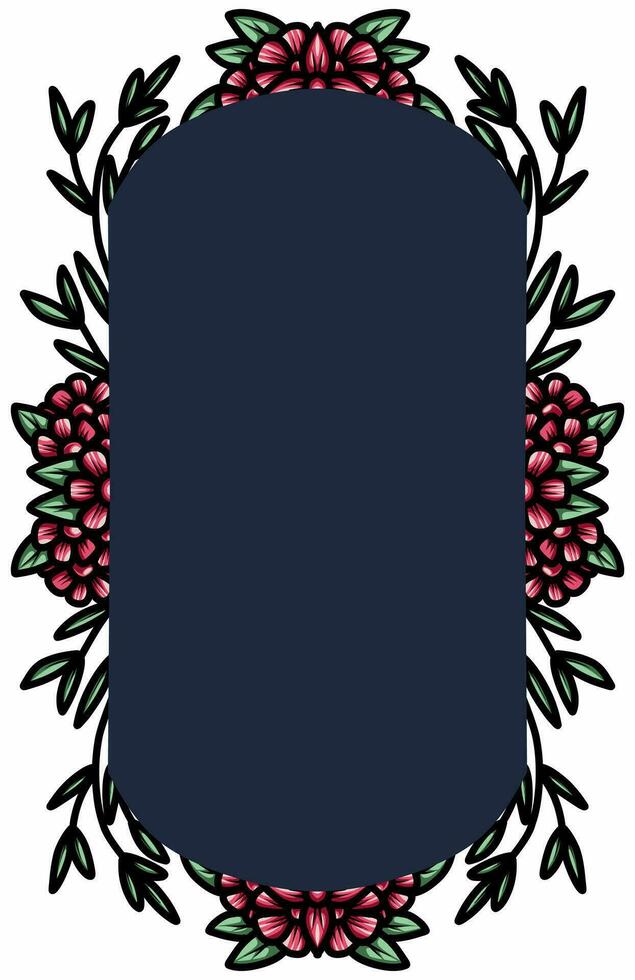 border frame with an arrangement of leaves and flowers vector