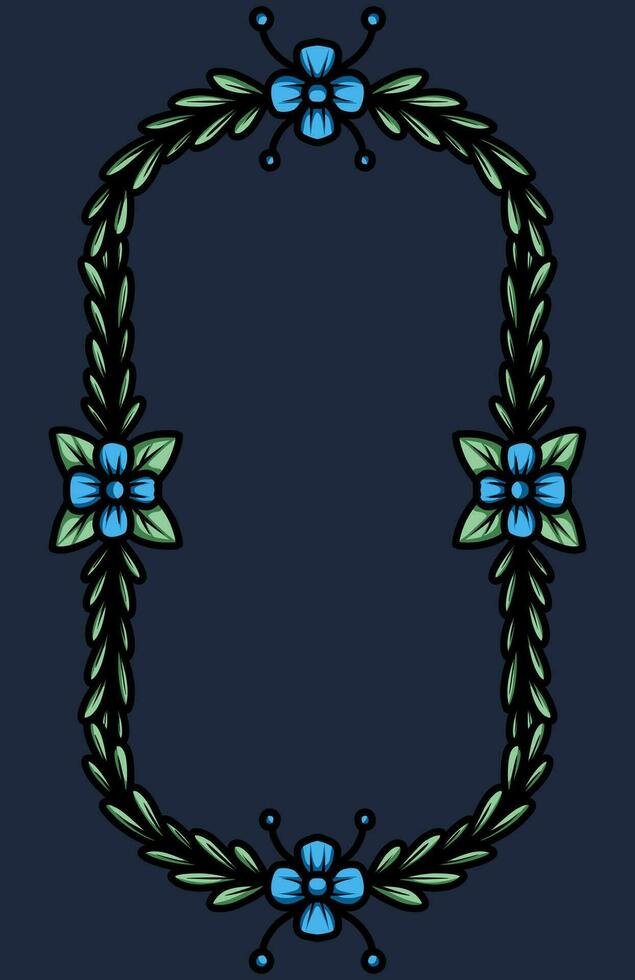 border frame with an arrangement of leaves and flowers vector