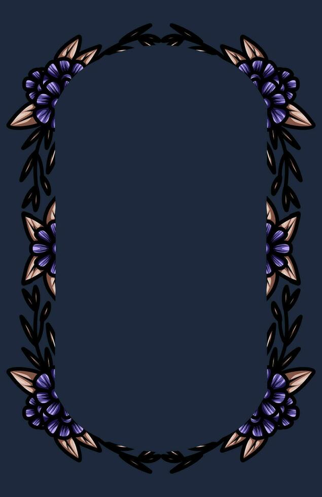 border frame with an arrangement of leaves and flowers vector