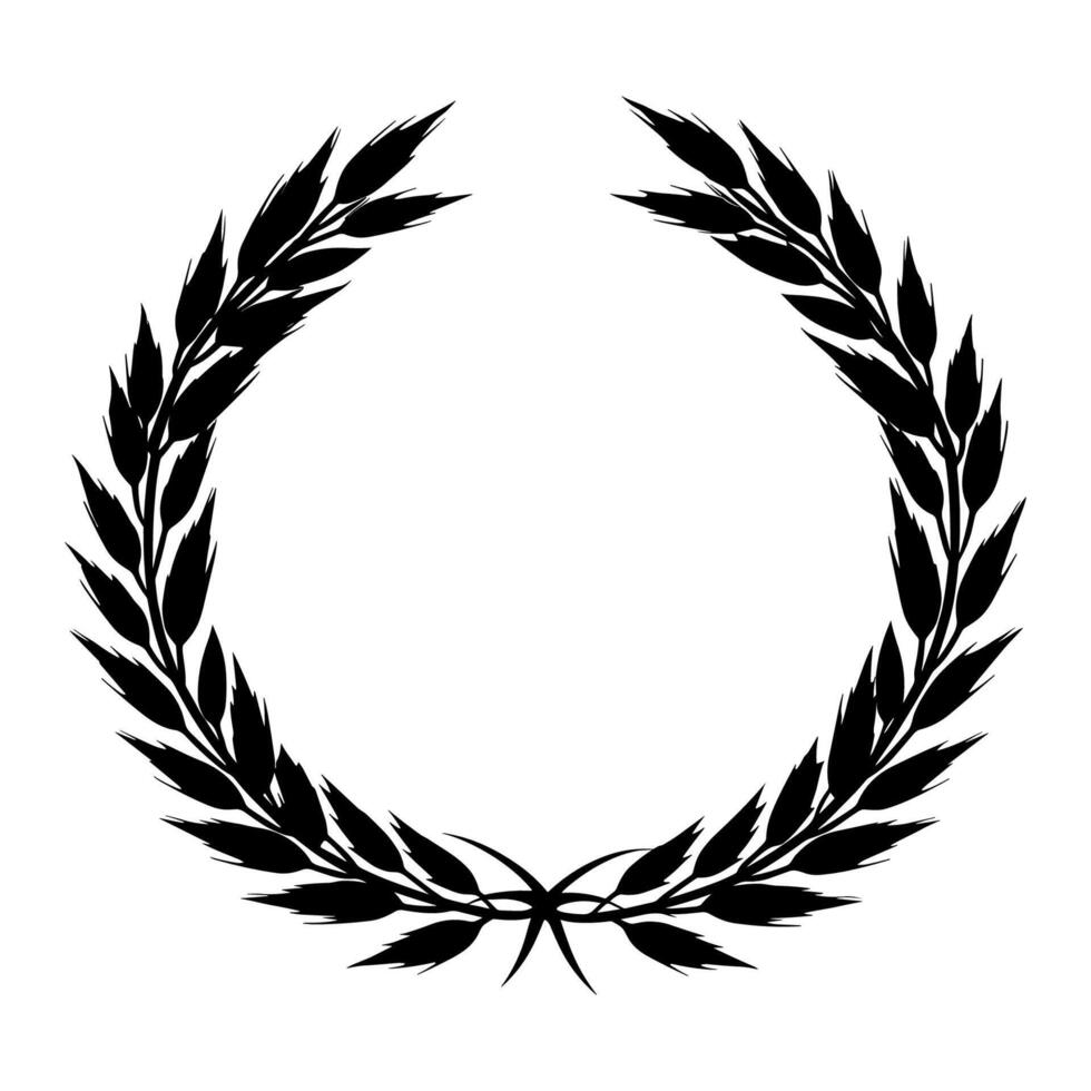 Circular laurel foliate vector silhouettes, Laurel wreath clipart bundle, Vintage branching wreaths.