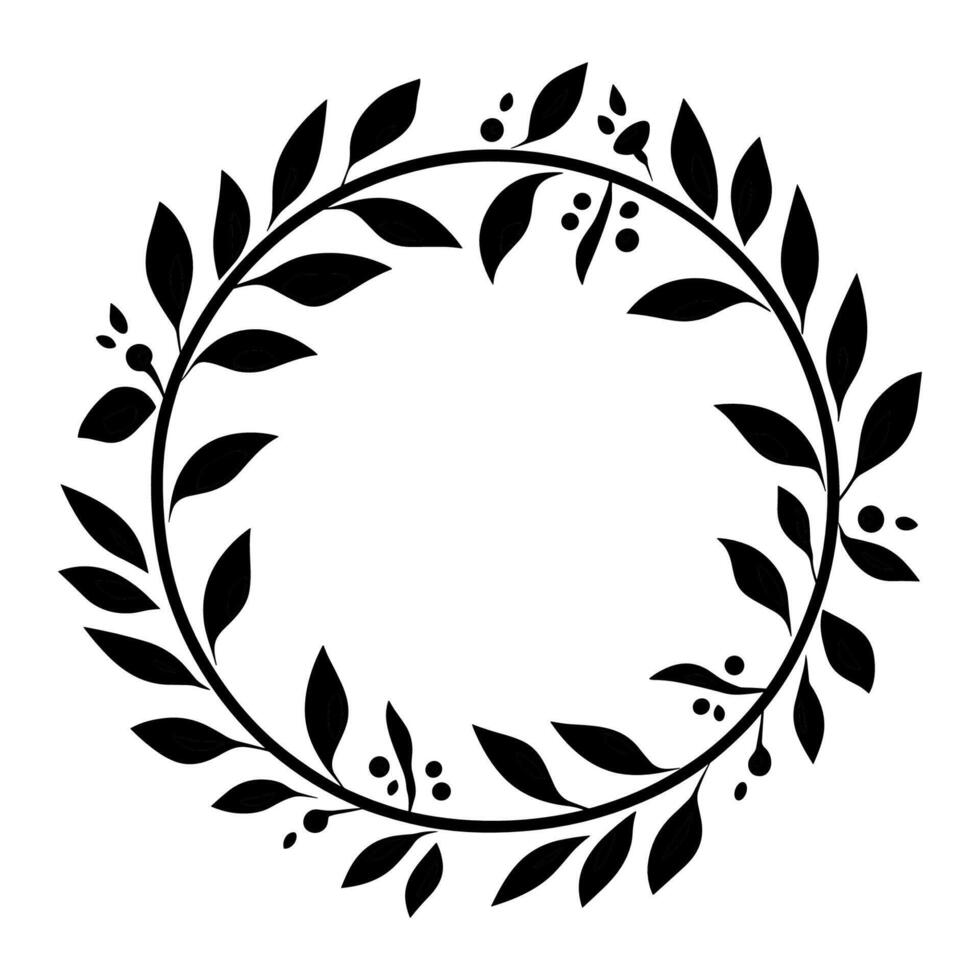 Circular laurel foliate vector silhouettes, Laurel wreath clipart bundle, Vintage branching wreaths.