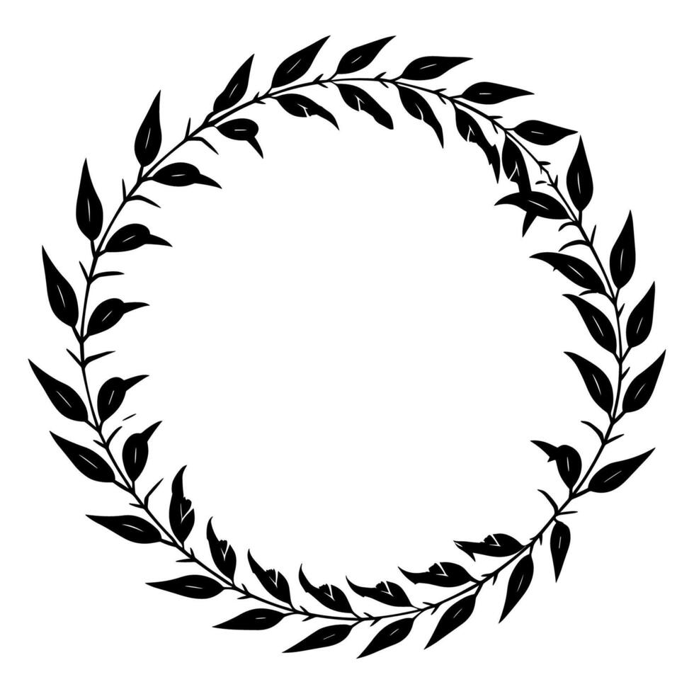 Circular laurel foliate vector silhouettes, Laurel wreath clipart bundle, Vintage branching wreaths.