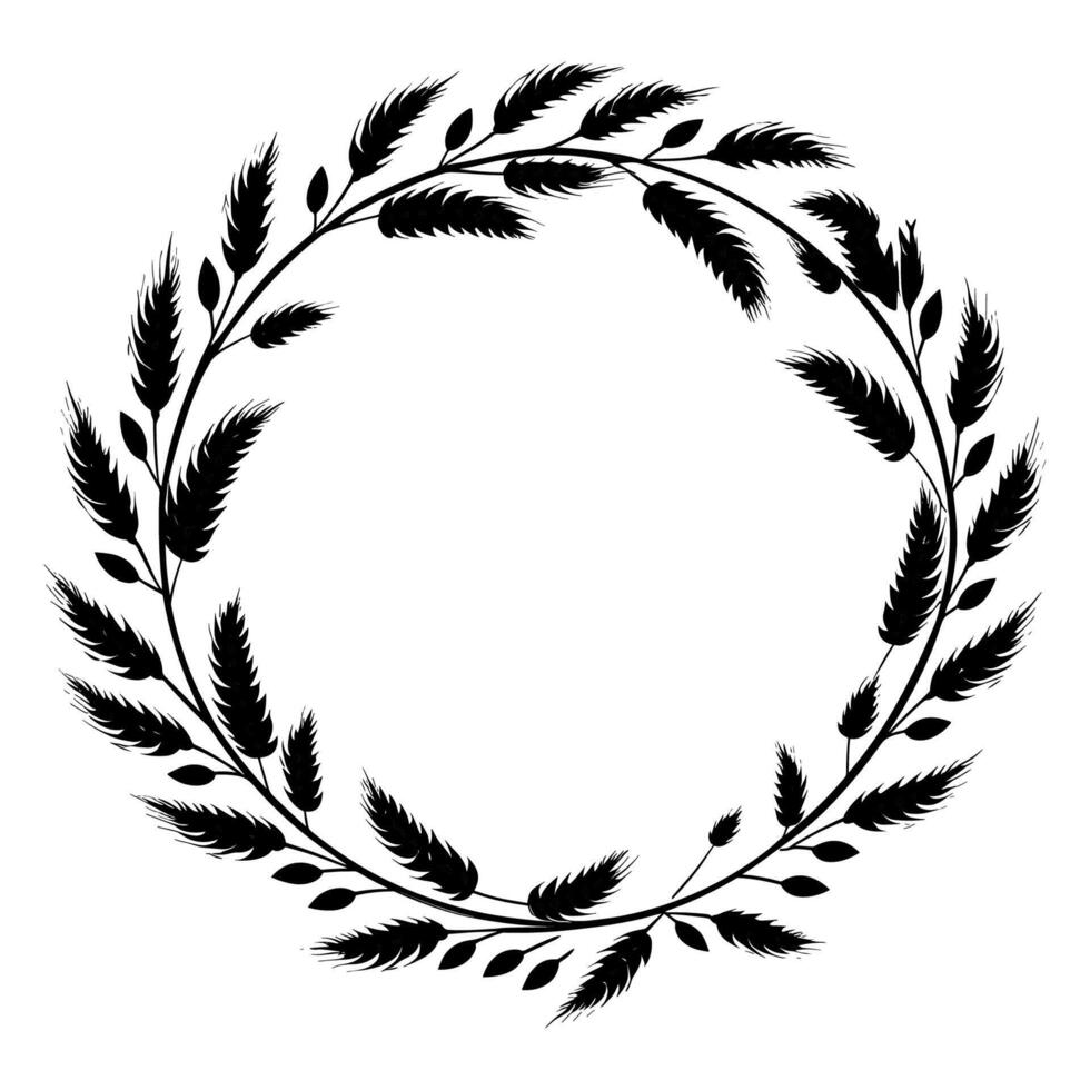 Circular laurel foliate vector silhouettes, Laurel wreath clipart bundle, Vintage branching wreaths.