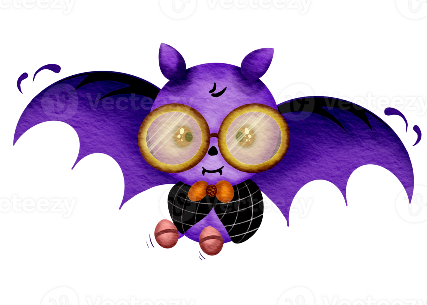 purple bat wearing glasses png
