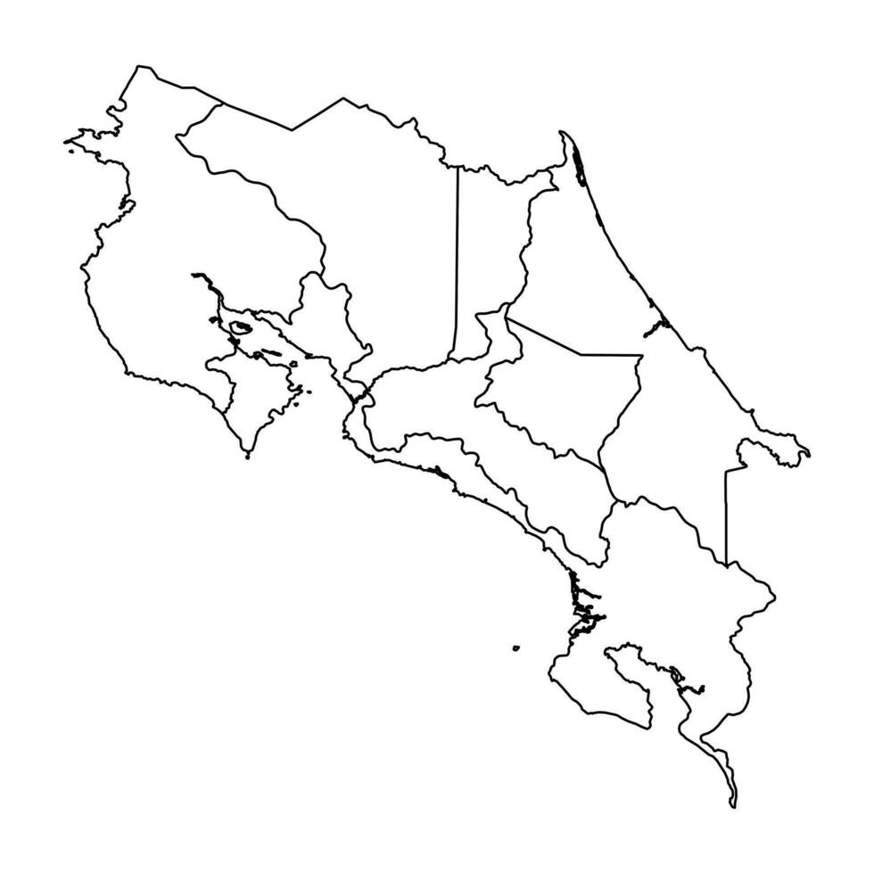 Costa Rica map with administrative divisions. Vector illustration.