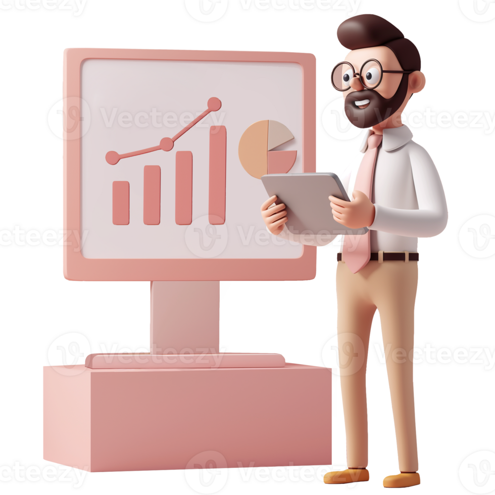AI generated Presentation man for company business, 3d design. Business and design elements png