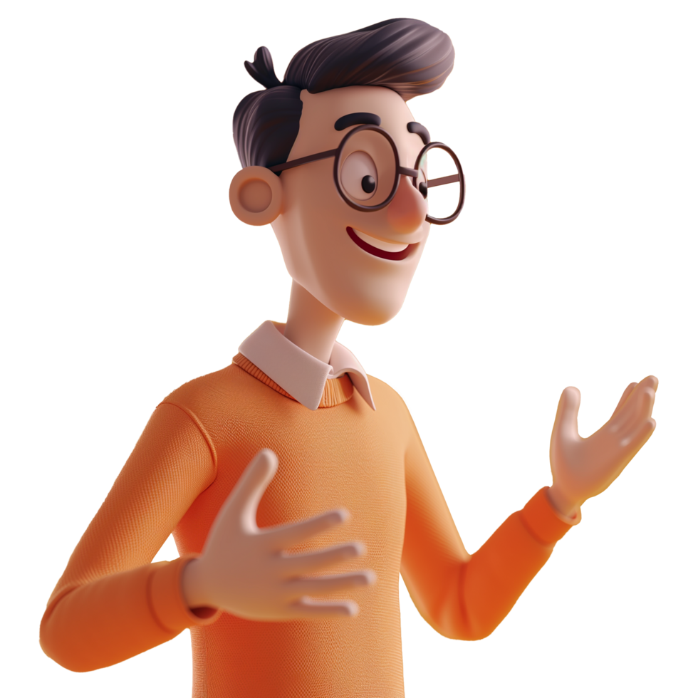 AI generated Successful man wearing talking glasses, 3d design. Suitable for business and design elements png